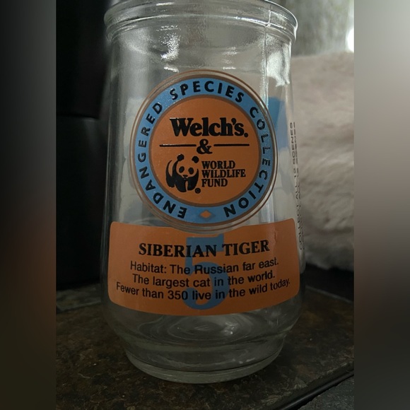 Vintage 90s Welch’s World Wildlife Fund Siberian Tiger Collector Jar #5 - Picture 3 of 8